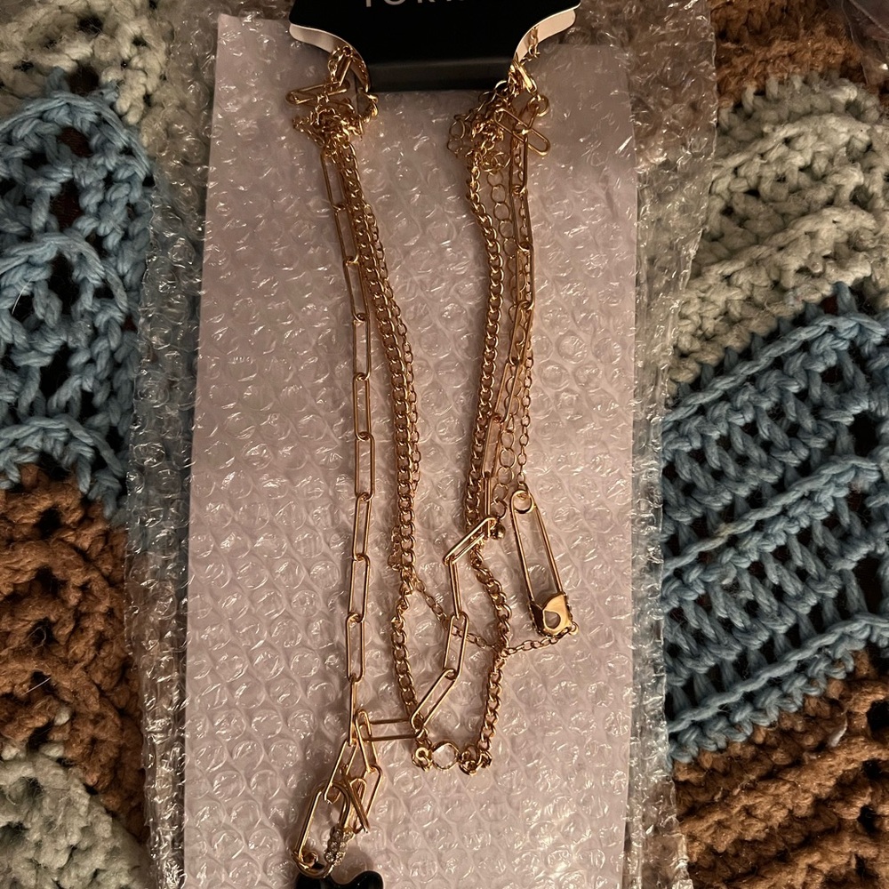 Torrid Gold Multi-Layer Necklace with Black Accents